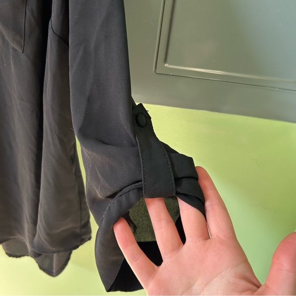 Torrid Women's Plus Size Black Georgette Lightweight 3/4 Sleeve Blouse Top Sz 1 - Picture 2 of 4